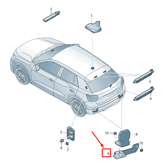 new audi q2 ga right aerial retainer 81a035526 original