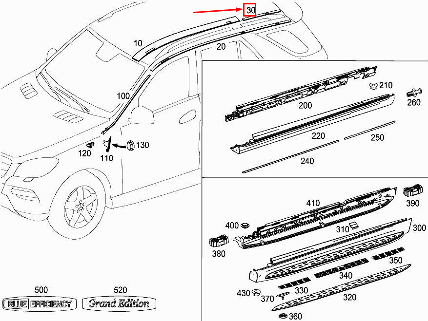 new mercedes-benz ml w166 right roof trim strip a1666901680 original