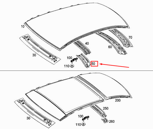 new mercedes-benz a w177 left central roof rail mounting a1776364300 original