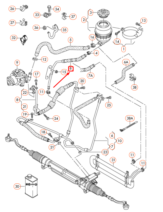 NEW AUDI A4 B8 FRONT POWER STEERING RETURN HOSE 8K0422891AN ORIGINAL