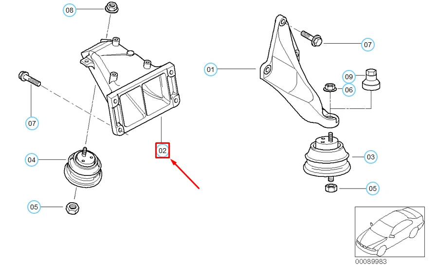 NEW BMW 5 E39 ENGINE RIGHT SUPPORT 22116752648 6752648 ORIGINAL
