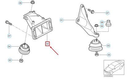 NEW BMW 5 E39 ENGINE RIGHT SUPPORT 22116752648 6752648 ORIGINAL
