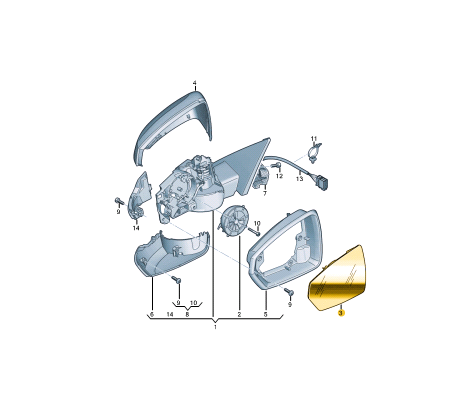 new audi a1 sportback gb front right door mirror glass lhd 2q0122101cc original