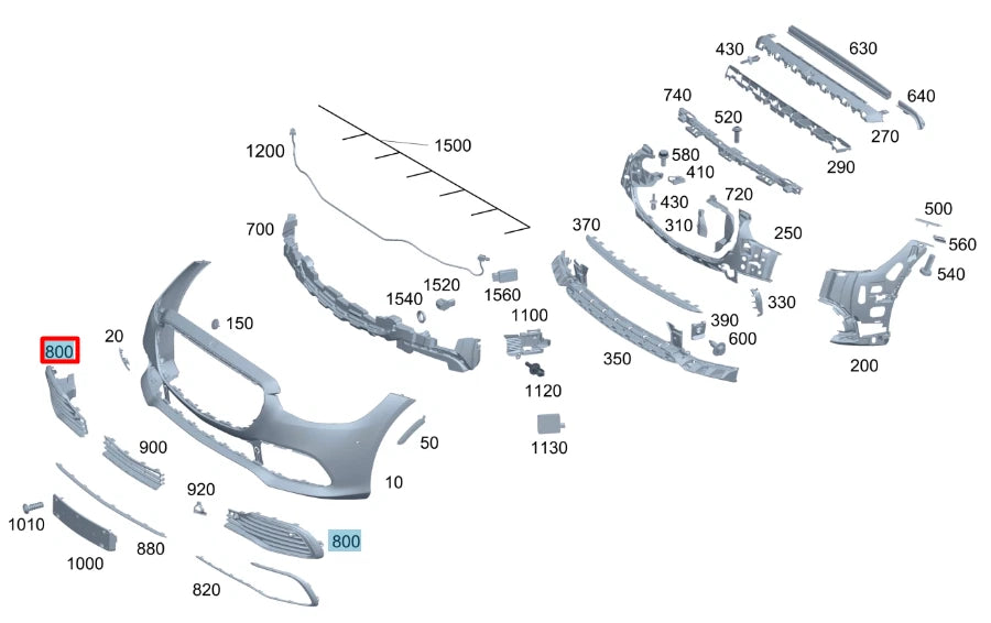 NEW MERCEDES-BENZ S W223 FRONT BUMPER RIGHT GRILLE A2238855403 ORIGINAL