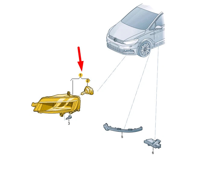 NEW VW TOURAN 5T FRONT RIGHT HALOGEN FOG LIGHT 5TA941662A ORIGINAL