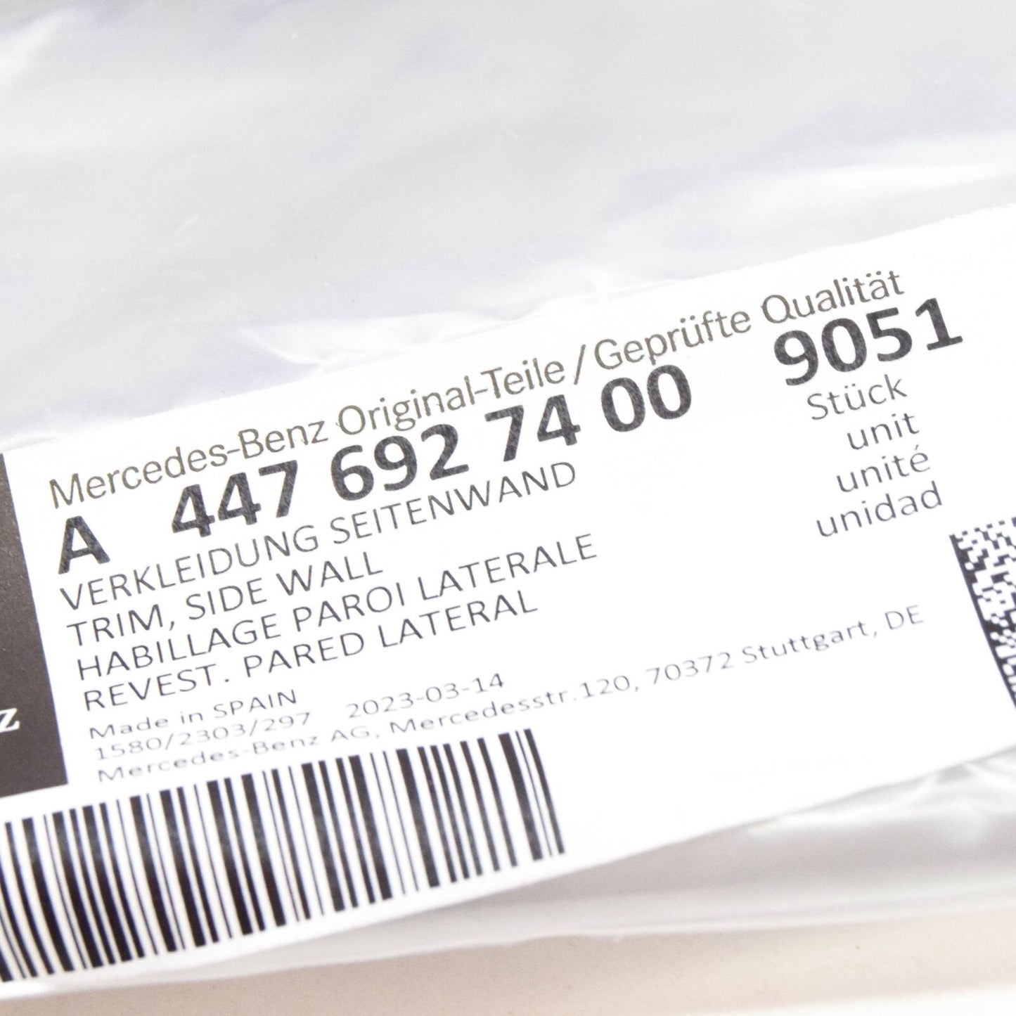 NEW MB VITO W447 REAR SIDE WALL LEFT GRILLE TRIM A44769274009051 ORIGINAL