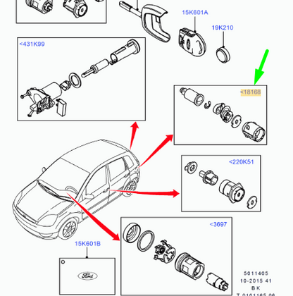 new ford fiesta mk5 fuel tank lock cylinder repair kit 4353738 original