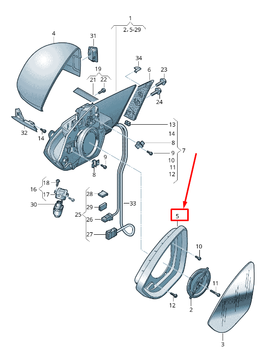 NEW AUDI E-TRON GE FRONT RIGHT EXTERIOR MIRROR FRAME RHD 4KR8572409B9 ORIGINAL