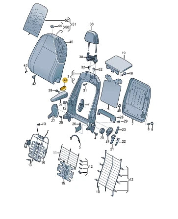 NEW VOLKSWAGEN CADDY IV FRONT LEFT SEAT RIGHT COVER 7H5881152AQ70