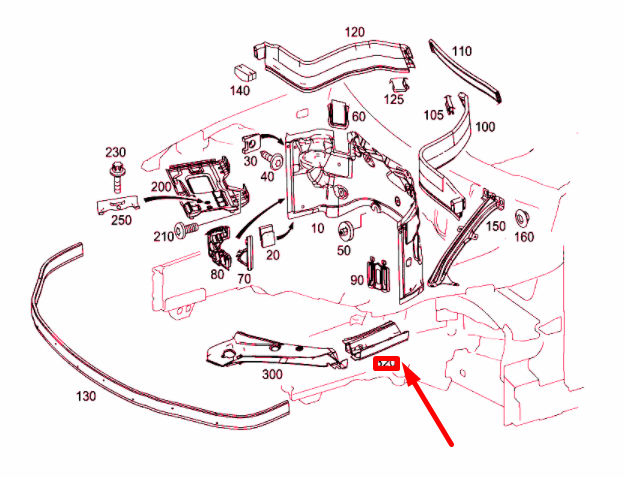 NEW MB GLK X204 FRONT RIGHT LONGITUDINAL MEMBER COVER A2048261224 ORIGINAL