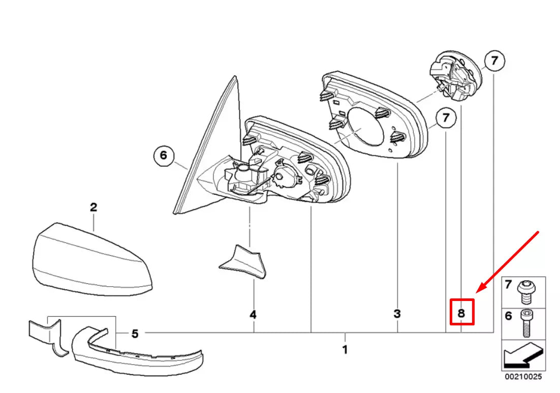 NEW BMW X5 E70 OUTSIDE MIRROR MOTOR 67137187261 7187261 ORIGINAL