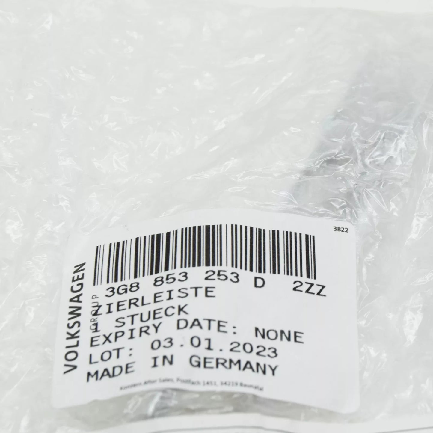 NEW VOLKSWAGEN ARTEON 3H7 FRONT LEFT BUMPER MOLDING 3G8853253D2ZZ ORIGINAL