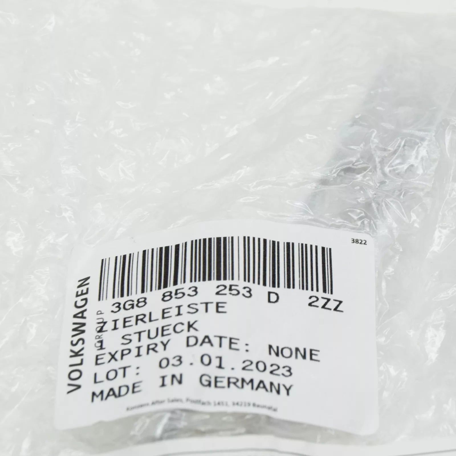 NEW VOLKSWAGEN ARTEON 3H7 FRONT LEFT BUMPER MOLDING 3G8853253D2ZZ ORIGINAL