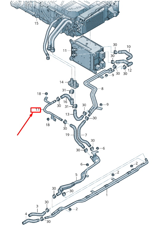 NEW AUDI Q7 4M ENGINE COOLANT PIPE 4M0121075E ORIGINAL