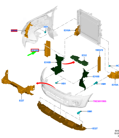 new ford ranger t6 mk1 front right air deflector 2397171 lb3b-19e670-aa original