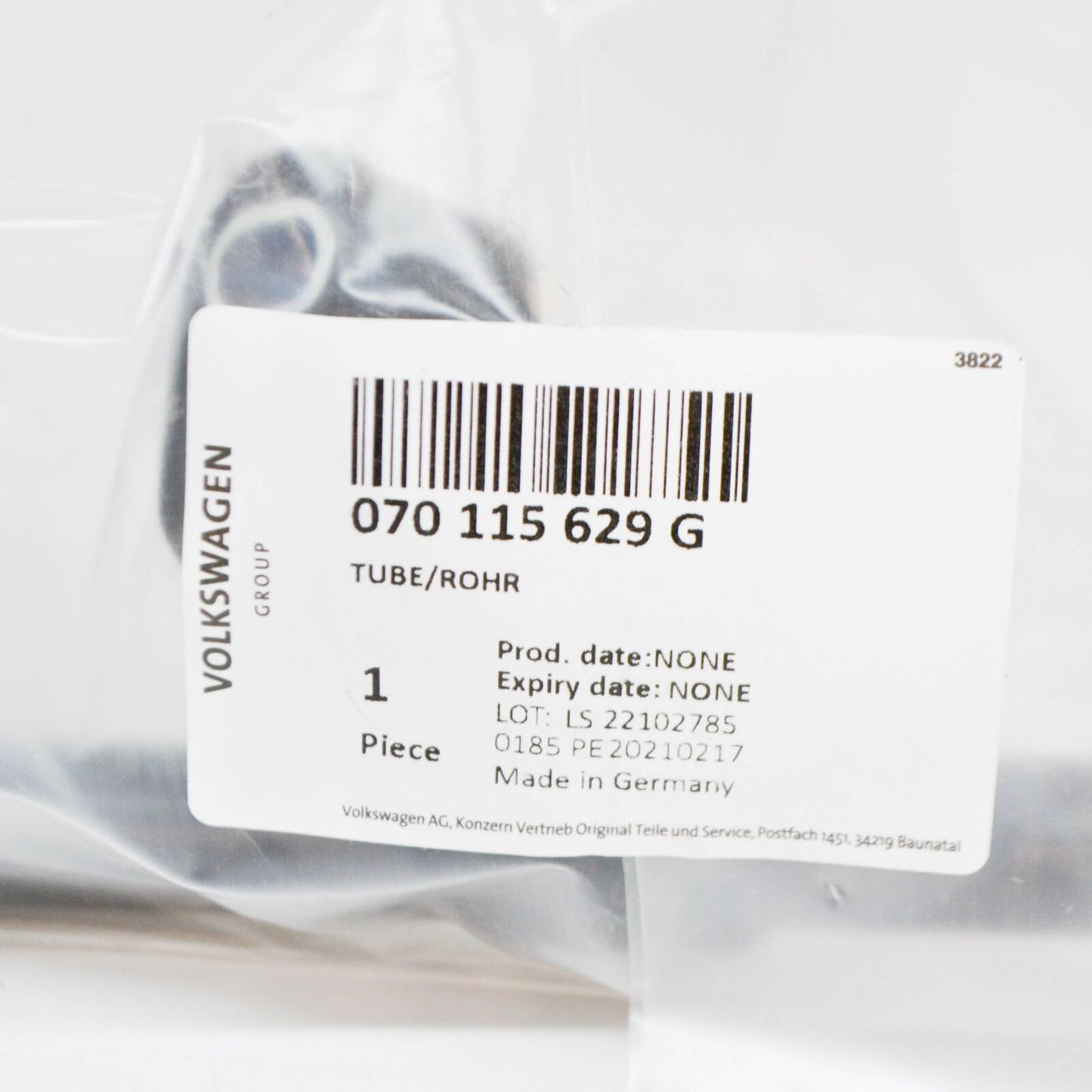 NEW VW TOUAREG 7LA, 7L6, 7L7 ENGINE OIL DIPSTICK GUIDE TUBE 070115629G ORIGINAL