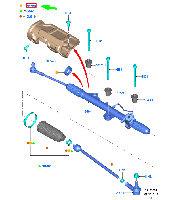 new ford transit custom mk1 steering gear rack spring 1778540 original