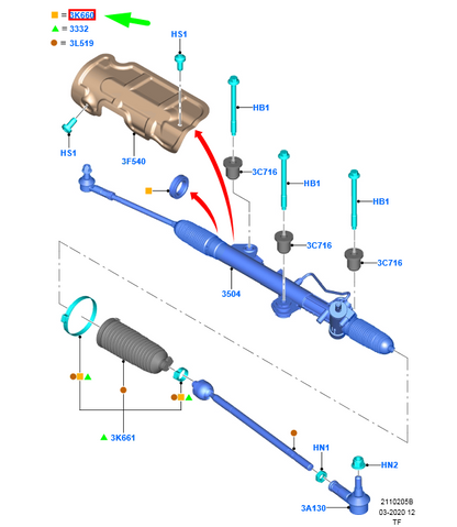 new ford transit custom mk1 steering gear rack spring 1778540 original