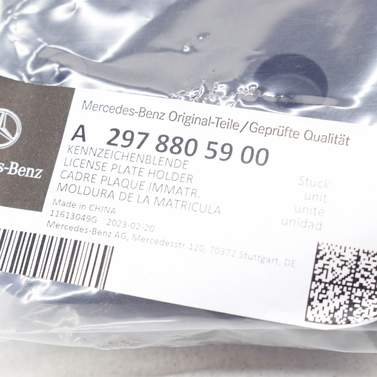 NEW MB EQS V297 FRONT BUMPER LICENSE NUMBER PLATE HOLDER A2978805900 ORIGINAL