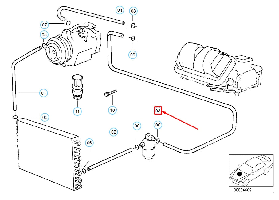 NEW BMW 5 E39 DRYER EVAPORATOR PRESSURE HOSE ASSY 64538379720 8379720 ORIGINAL