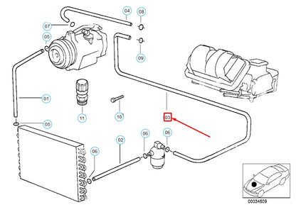 NEW BMW 5 E39 DRYER EVAPORATOR PRESSURE HOSE ASSY 64538379720 8379720 ORIGINAL