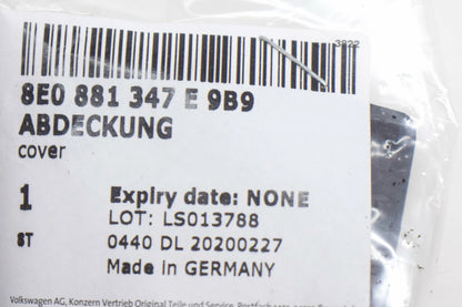 NEW VW BEETLE A5 FRONT LEFT OUTER SEAT TRACK COVER 8E0881347E9B9 ORIGINAL