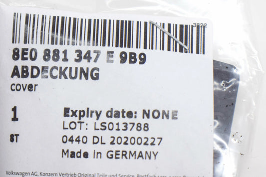 NEW VW BEETLE A5 FRONT LEFT OUTER SEAT TRACK COVER 8E0881347E9B9 ORIGINAL