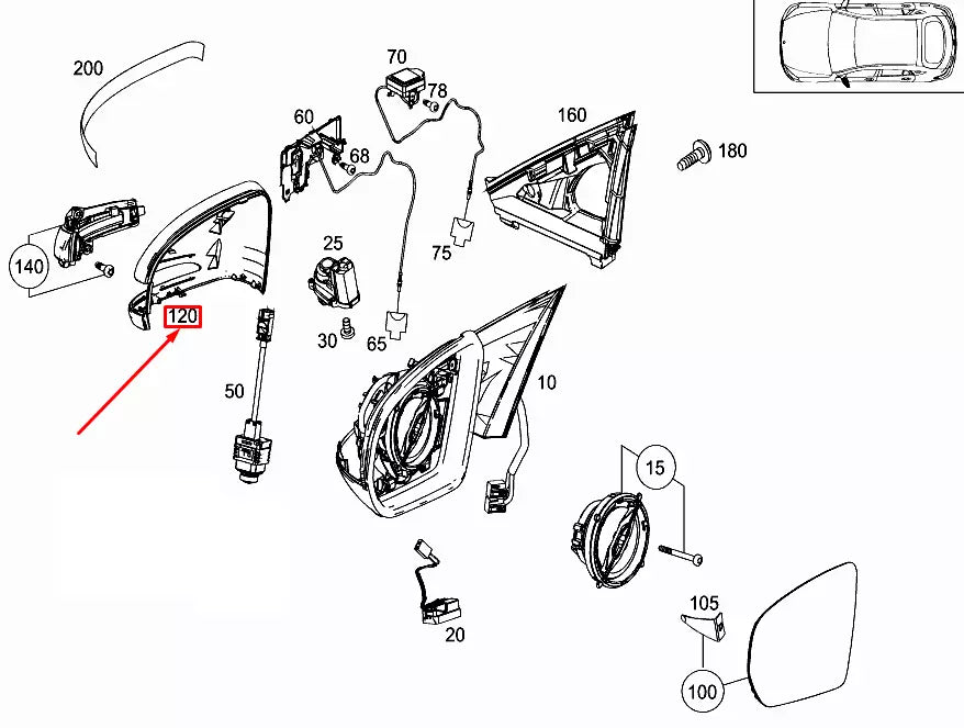NEW MERCEDES-BENZ GLC X253 LEFT DOOR MIRROR COVER A09981151009197 RHD ORIGINAL