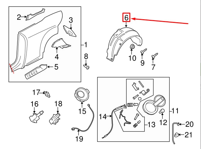 NEW AUDI TT ROADSTER 8J REAR LEFT FENDER LINER 8J0810171E ORIGINAL