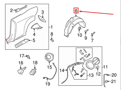 NEW AUDI TT ROADSTER 8J REAR LEFT FENDER LINER 8J0810171E ORIGINAL