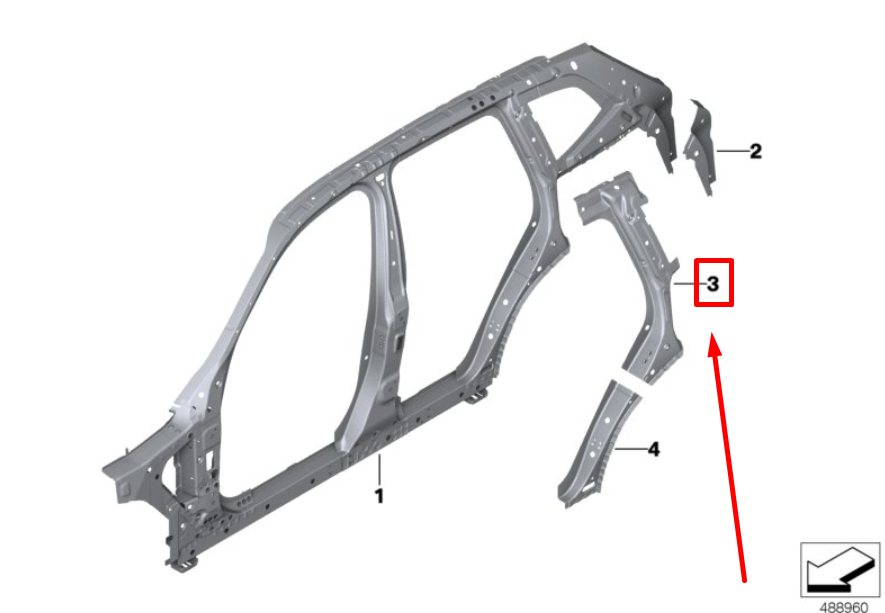 new bmw x3 g01 rear left upper quarter panel reinf. 41008737899 8737899 original