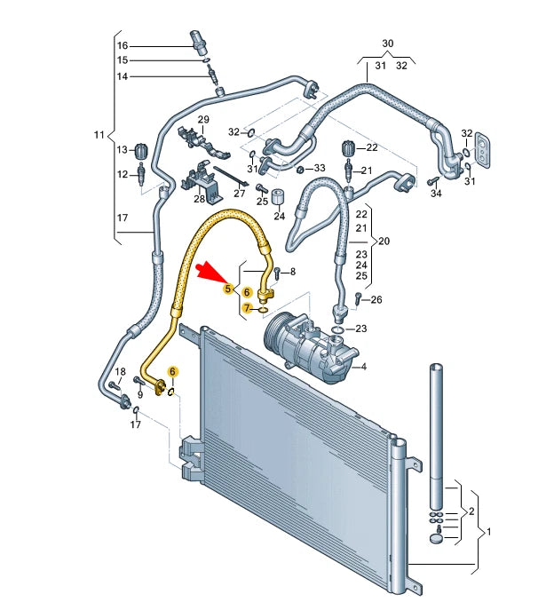 NEW VOLKSWAGEN GOLF MK8 A/C REFRIGERANT LINE 5WA816721A ORIGINAL