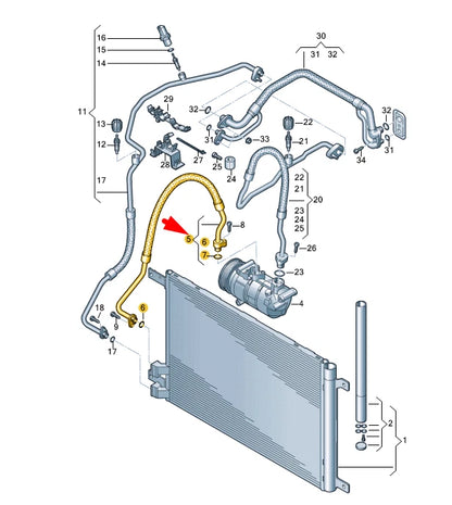 NEW VOLKSWAGEN GOLF MK8 A/C REFRIGERANT LINE 5WA816721A ORIGINAL