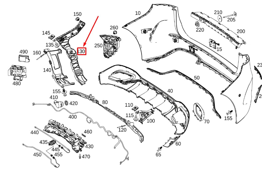 NEW MERCEDES-BENZ B W247 REAR LEFT BUMPER LATERAL SUPPORT A2478850400 ORIGINAL