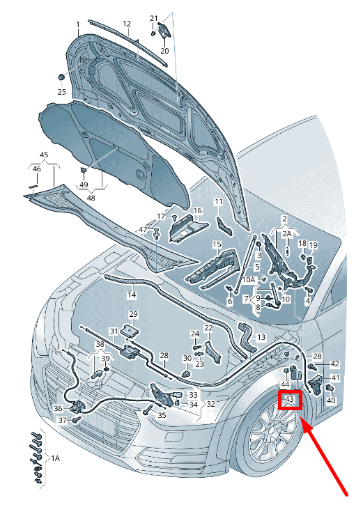 new audi tt fv3 bonnet release handle 8s2823533d4pk original