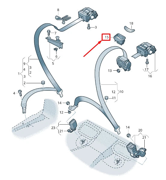 NEW AUDI E-TRON GEN REAR SEATBELT COVER 8W0857763JD1