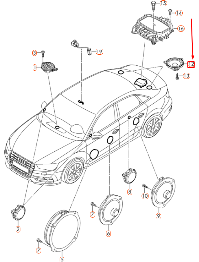 NEW AUDI A3 8V REAR UPPER SHELF SOUND SPEAKER 8V0035416 ORIGINAL