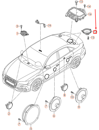 NEW AUDI A3 8V REAR UPPER SHELF SOUND SPEAKER 8V0035416 ORIGINAL