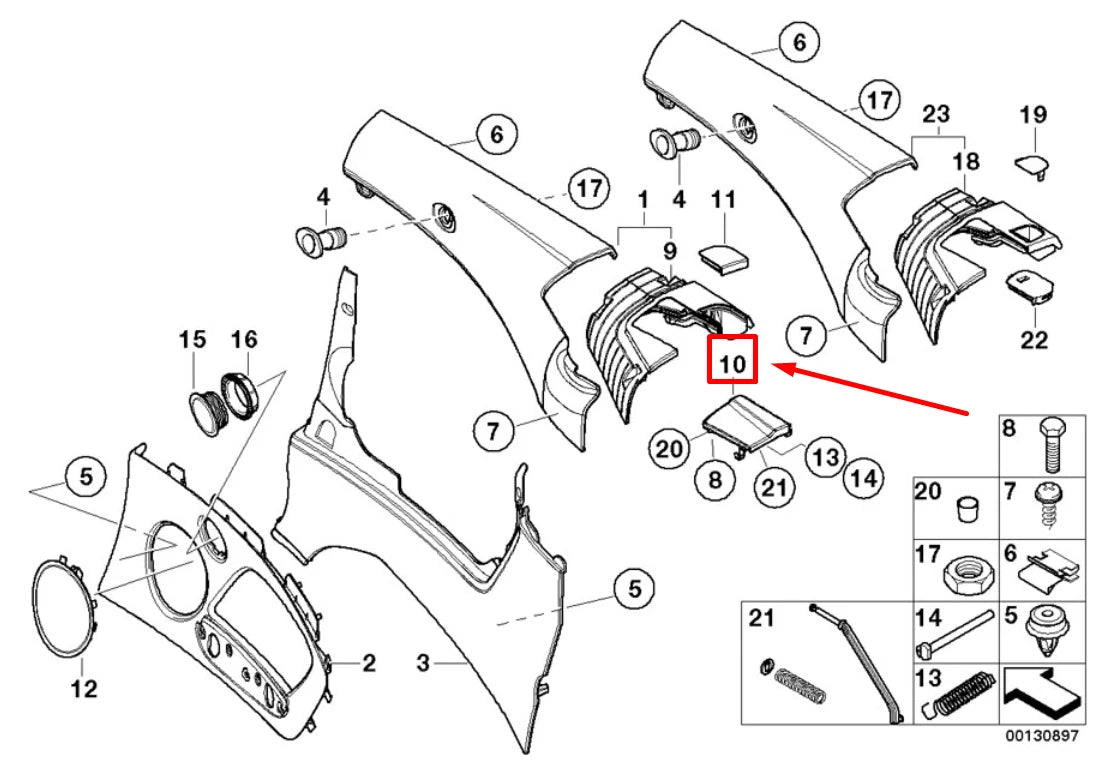 NEW BMW 3 E46 REAR RIGHT UPPER KICK PANEL TRIM COVER 51437147728 7147728