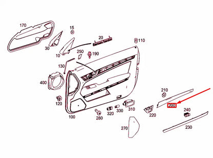 NEW MERCEDES-BENZ E COUPE C207 FRONT RIGHT DOOR MOULDING A2077206822 ORIGINAL