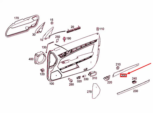 NEW MERCEDES-BENZ E COUPE C207 FRONT RIGHT DOOR MOULDING A2077206822 ORIGINAL