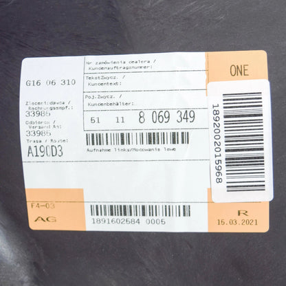 NEW BMW 3 G20 FRONT LEFT BUMPER BRACKET 51118069349 8069349 2019 ORIGINAL