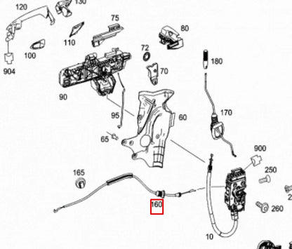 NEW MERCEDES BENZ C W204 FRONT DOOR CONTROL CABLE A2047600700 ORIGINAL