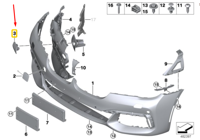 new bmw 7 g11 left side headlamp washer m cap 51118064745 original