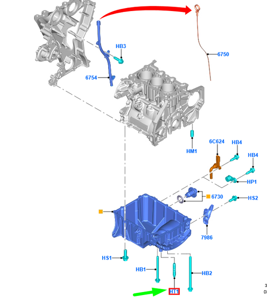 new ford transit custom mk1 engine oil pan stud 1929165 original