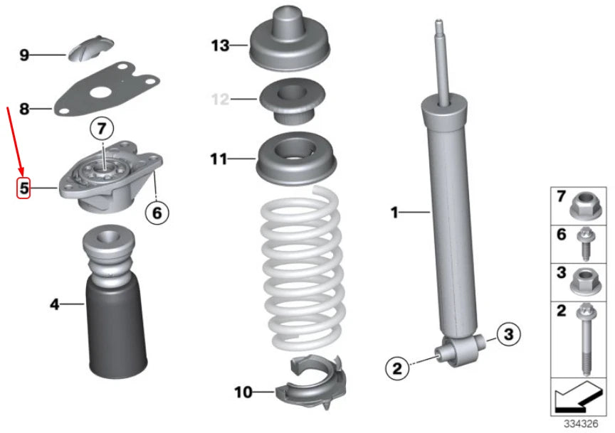 NEW BMW 1 F20 REAR SPRING STRUT GUIDE SUPPORT 33506862725 6862725 ORIGINAL