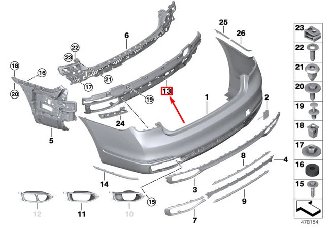 NEW BMW 7 G11 REAR BUMPER ADAPTER 51127357142 7357142 ORIGINAL