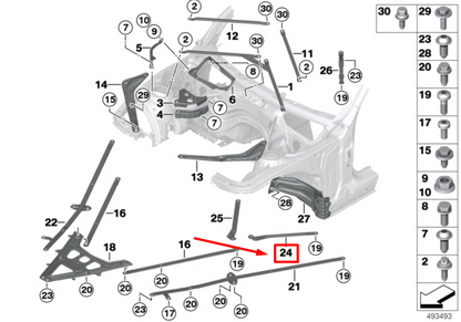 new bmw 2 coupe f22, f87 front left cross-brace 51717365211 7365211 original