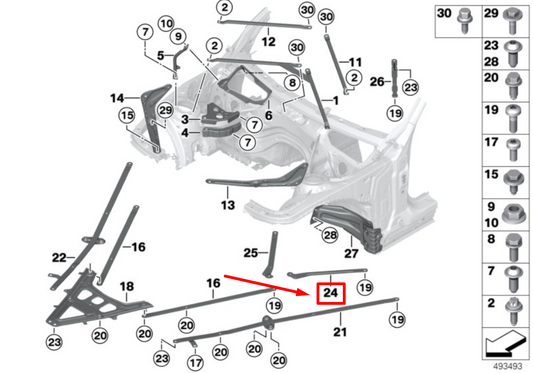 new bmw 2 coupe f22, f87 front left cross-brace 51717365211 7365211 original