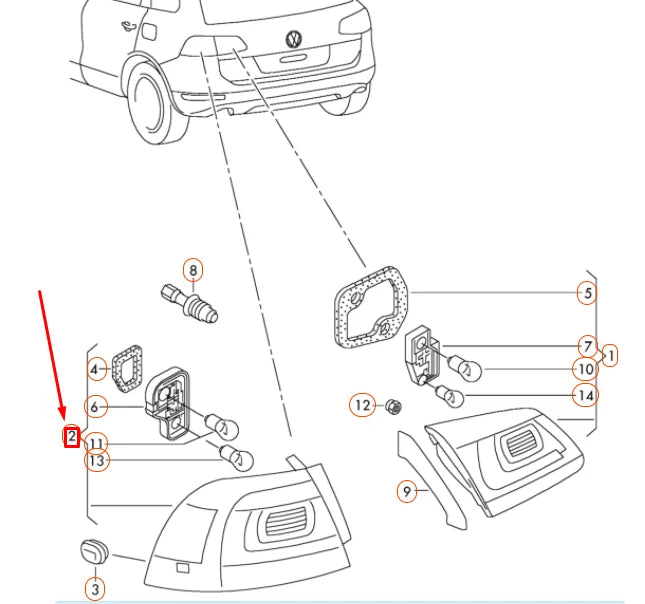 NEW VOLKSWAGEN TOUAREG 7P REAR RIGHT OUTER TAILLIGHT 7P6945096G ORIGINAL